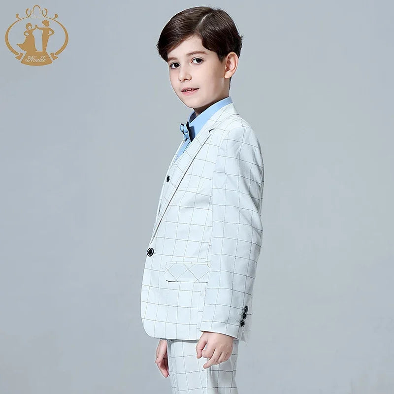 Luxury Kids Plaid Tuxedo Suit – 3-Piece Set