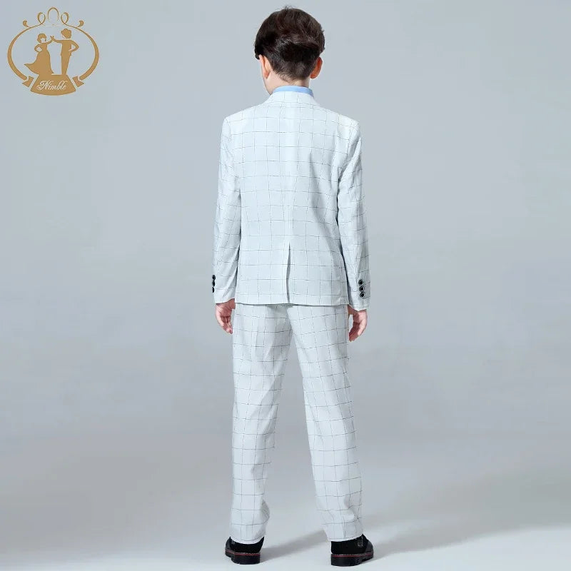 Luxury Kids Plaid Tuxedo Suit – 3-Piece Set